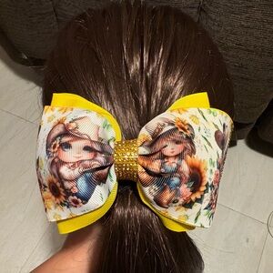 Yellow Floral Kids Hair Bow